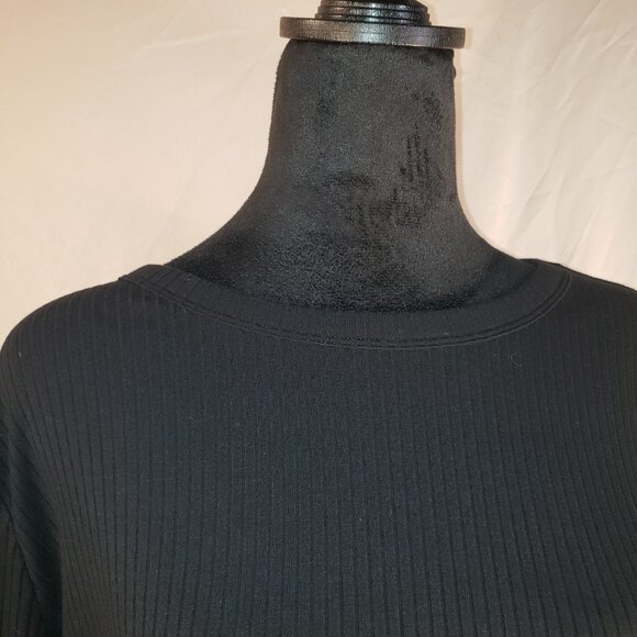 A New Day Black Ribbed Ruched Long Sleeve Top XL - Picture 1 of 6